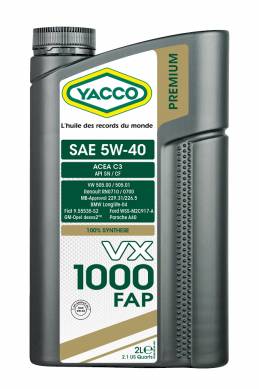 YACCO PREMIUM VX 1000 FAP SAE 5W40 ACEA C3 5L